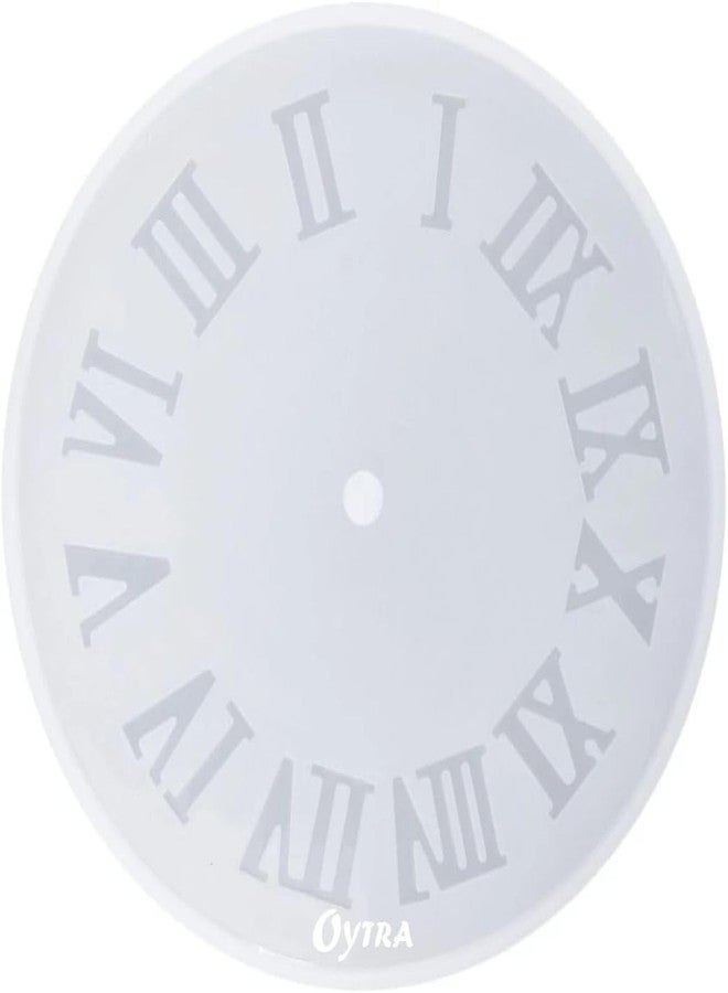 Oytra Resin Mould DIY Clock Art Silicone Mold 8 Inch with Roman Numerals Round Wall Clock Transparent Handmade Crafts Set Materials for Beginners - Image 1